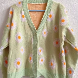 GREEN FLORAL CARDIGAN